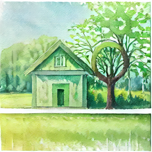 Watercolor painting generated from the example sketch